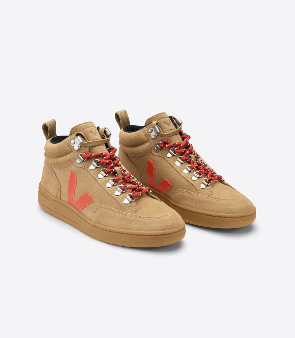 Veja Sneakers Mens - Roraima Suede - Brown/Orange - 7310QSVDC